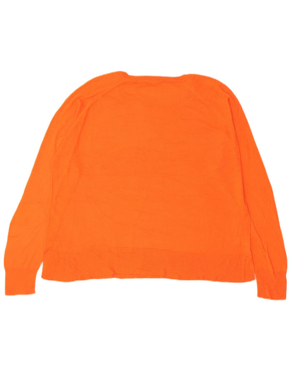 Zara Dame Boat Neck Jumper Sweater UK 16 Large Orange Viscose