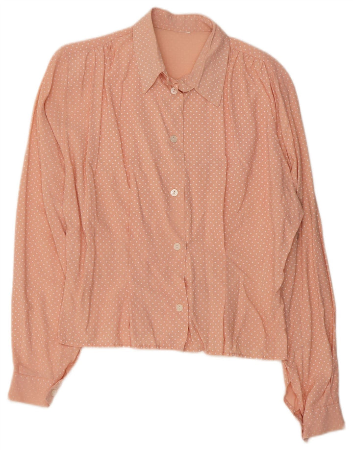 Vintage dameskjorte UK 16 Large Pink Spotted