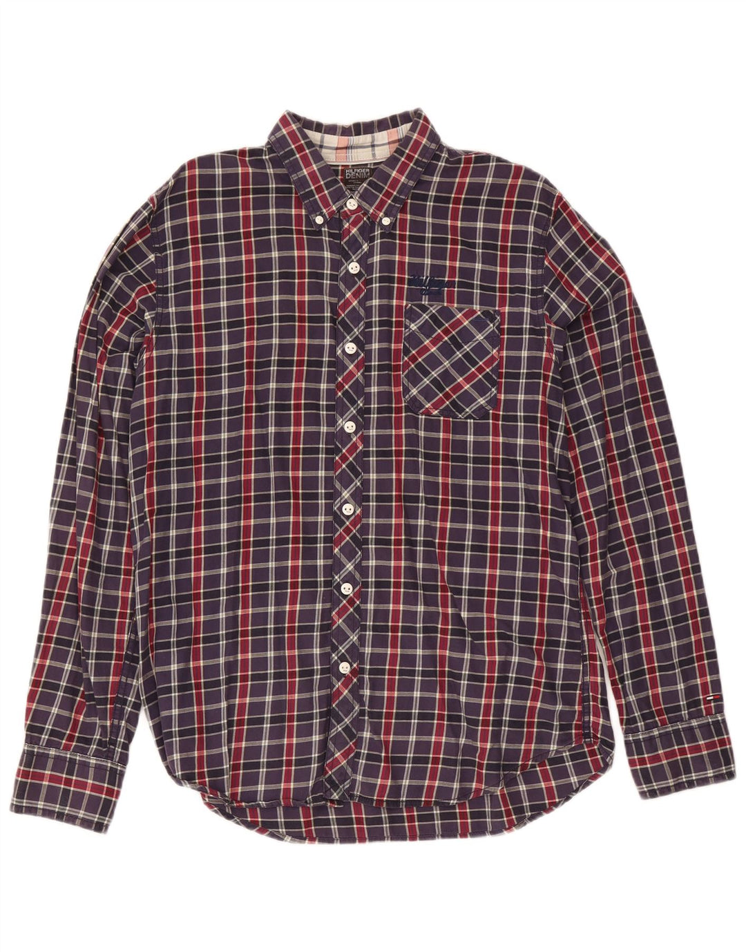 Tommy Hilfiger herreskjorte XL marineblå ternet bomuld