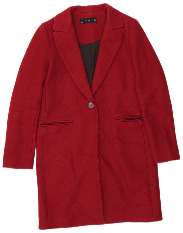 Zara Dame Overfrakke UK 12 Medium Rød