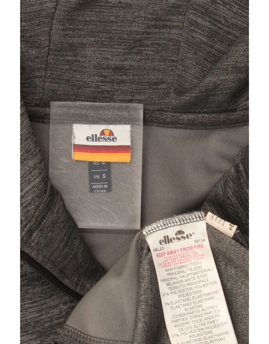 ELLESSE Hættetrøje med lynlås til mænd, lille grå nålestribet polyester