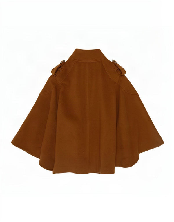 Sisley Womens Military Cape Coat IT 46 Stor brun uld