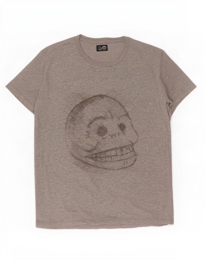 Billig mandag herre grafisk t-shirt top mellemgrå bomuld