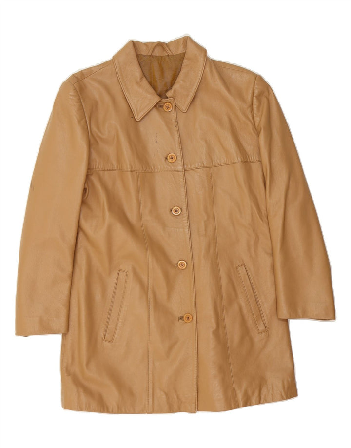 VINTAGE Womens Leather Coat IT 44 Medium Beige Sheepskin Vintage Vintage and Second-Hand Vintage from Messina Hembry 