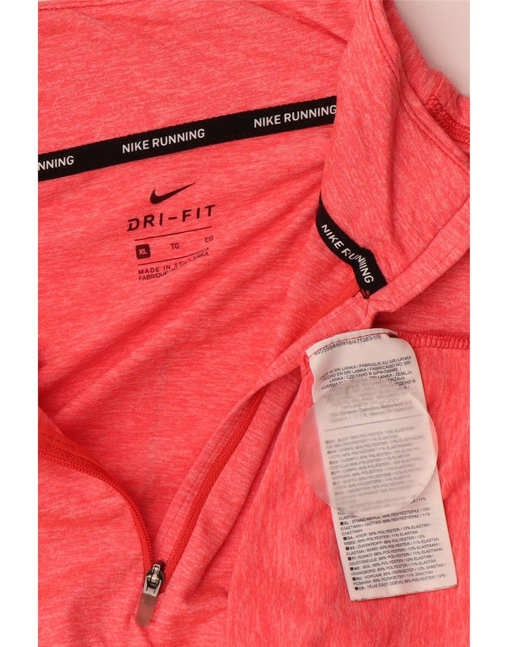 Nike Dame Dri Fit Top Langærmet UK 18 XL Pink Flecked Polyester