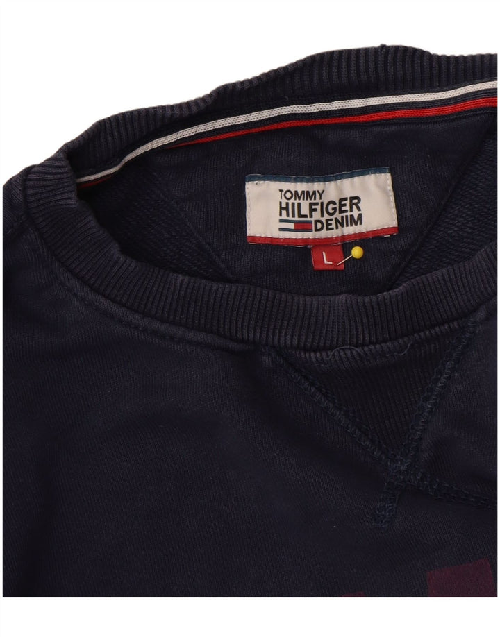 Tommy Hilfiger Herre Grafisk Sweatshirt Jumper Stor Marineblå Bomuld
