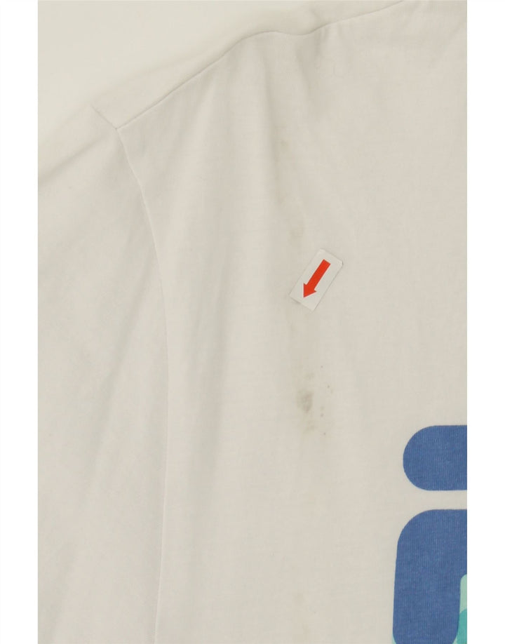 FILA Mens Graphic T-Shirt Top Medium White Cotton Vintage Fila and Second-Hand Fila from Messina Hembry 