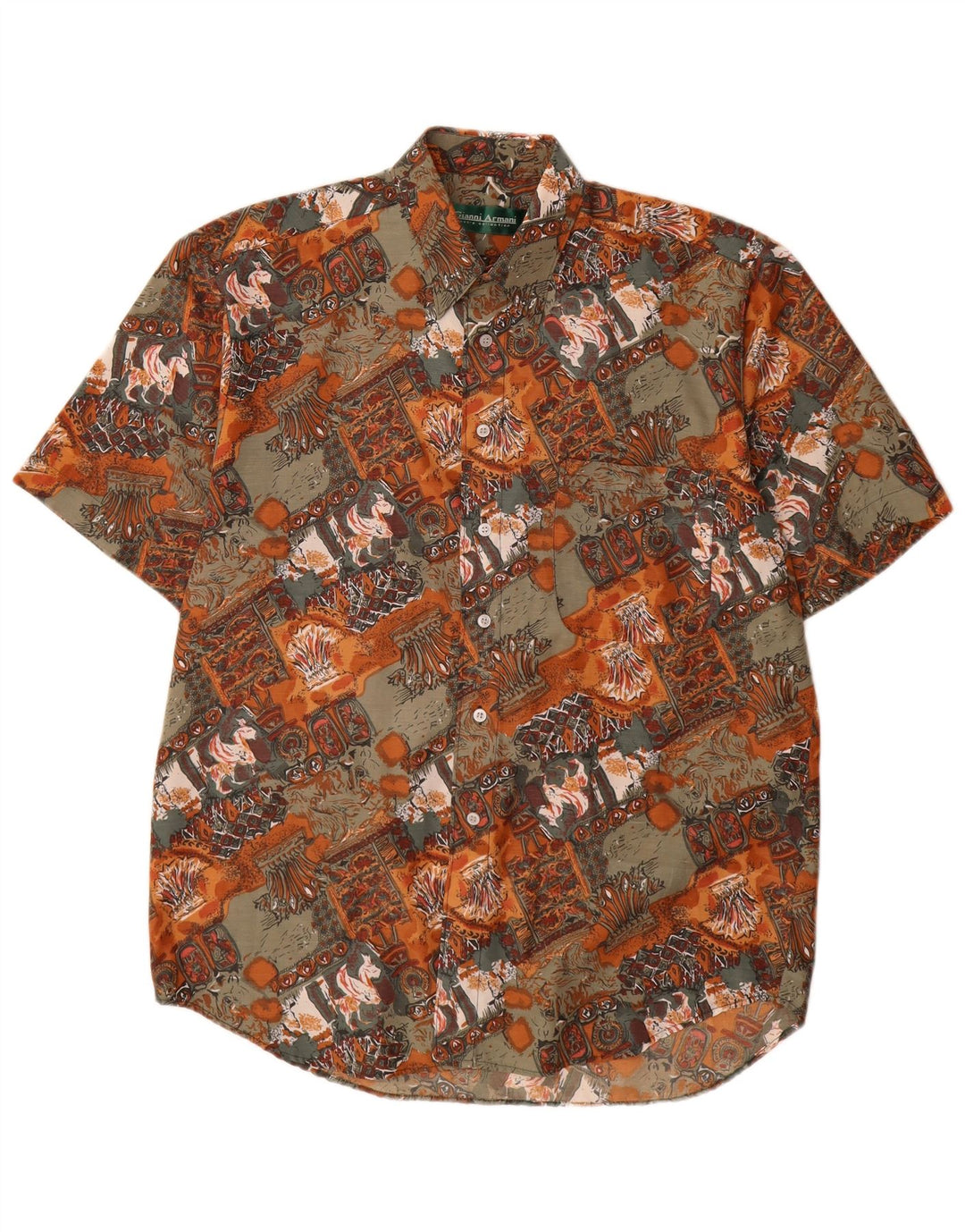 Vintage herre abstrakt mønster skjorte størrelse 39 Medium Flerfarvet