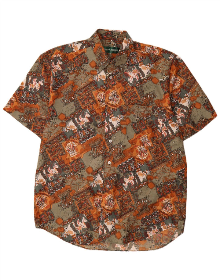Vintage herre abstrakt mønster skjorte størrelse 39 Medium Flerfarvet