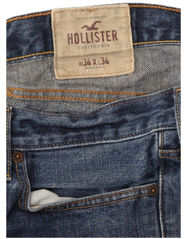 HOLLISTER Straight jeans til mænd W34 L34 blå bomuld