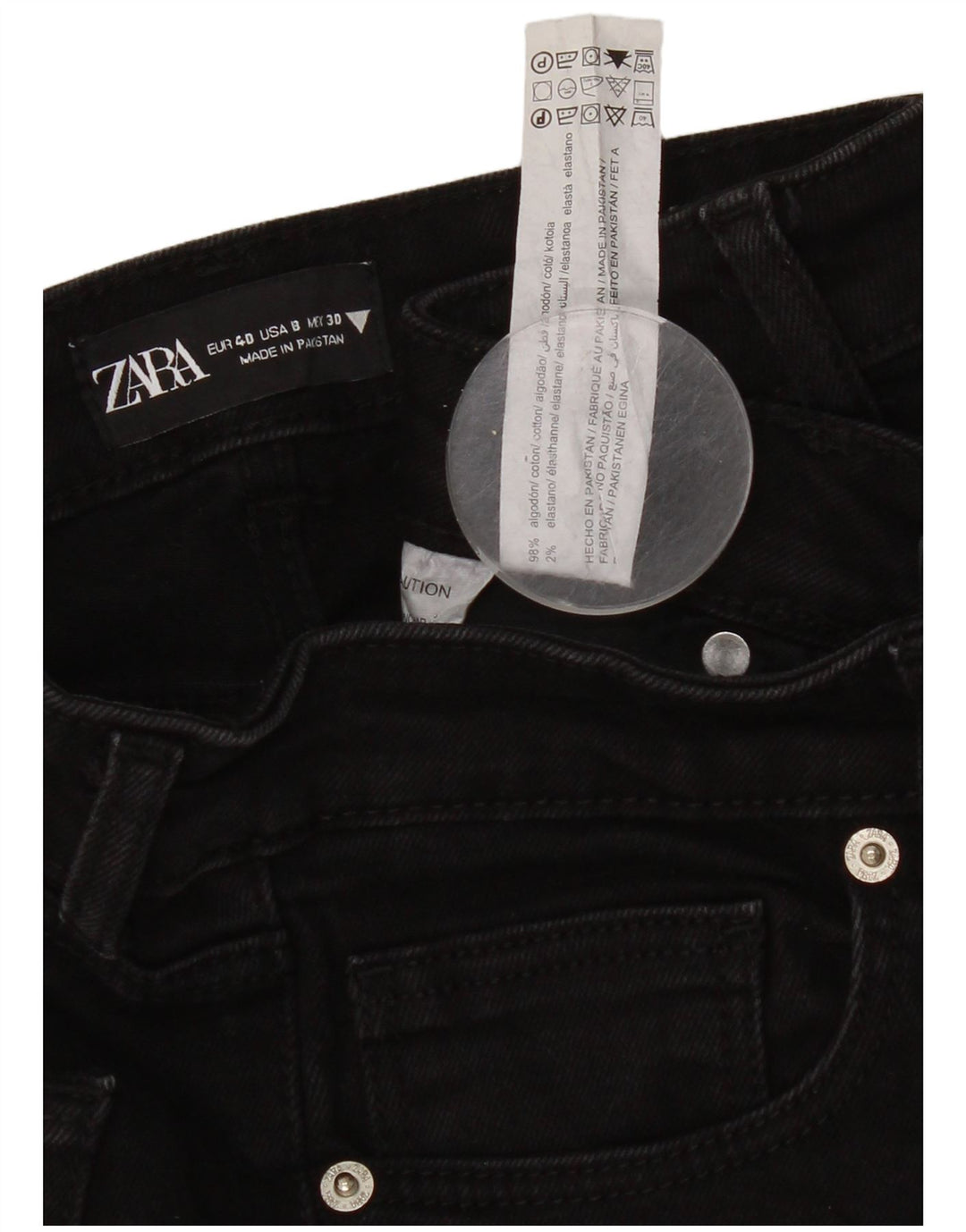 Zara Dame Straight Jeans EU 40 Medium W30 L32 Sort Bomuld
