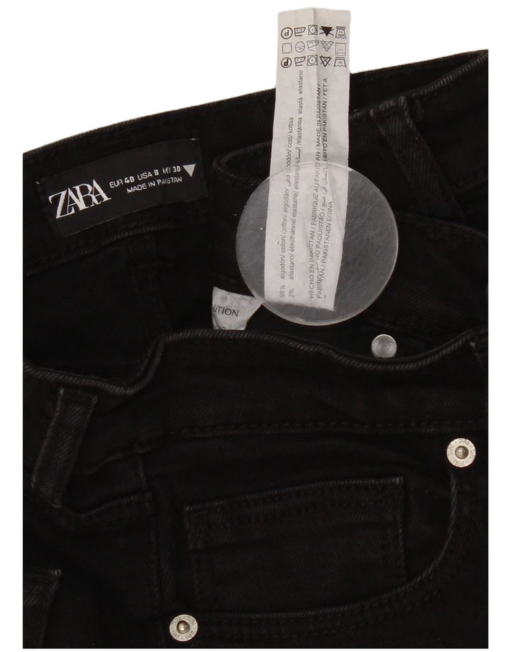 Zara Dame Straight Jeans EU 40 Medium W30 L32 Sort Bomuld