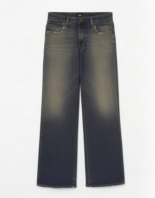 Lee Mens Distressed Acid Wash Loose Jeans W30 L32 Blue Cotton