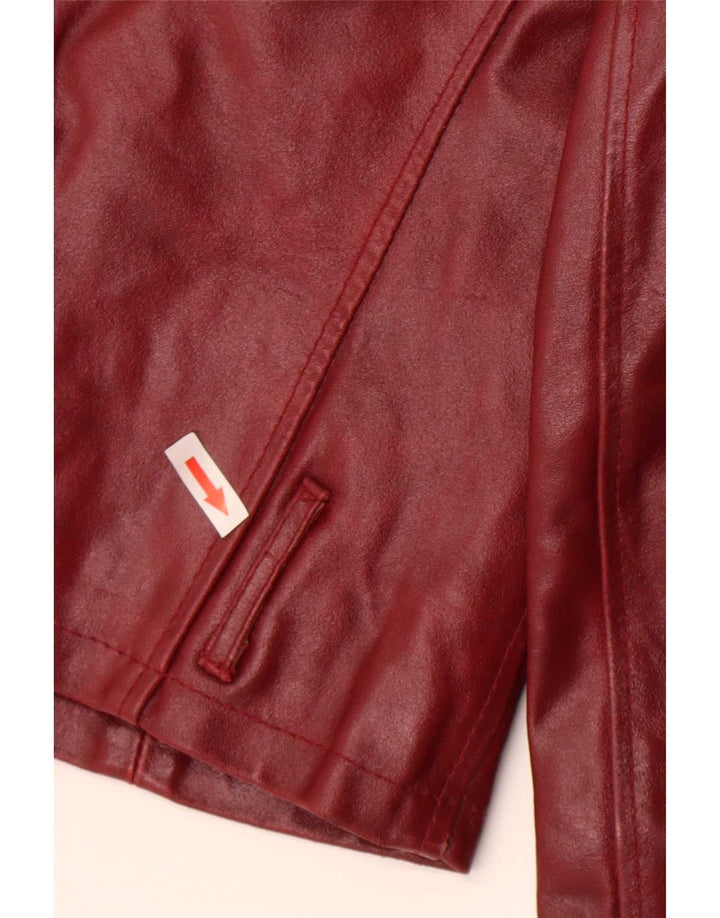 Sasch Dame Dobbeltradet Læder Biker Jacket UK 12 Medium Rød