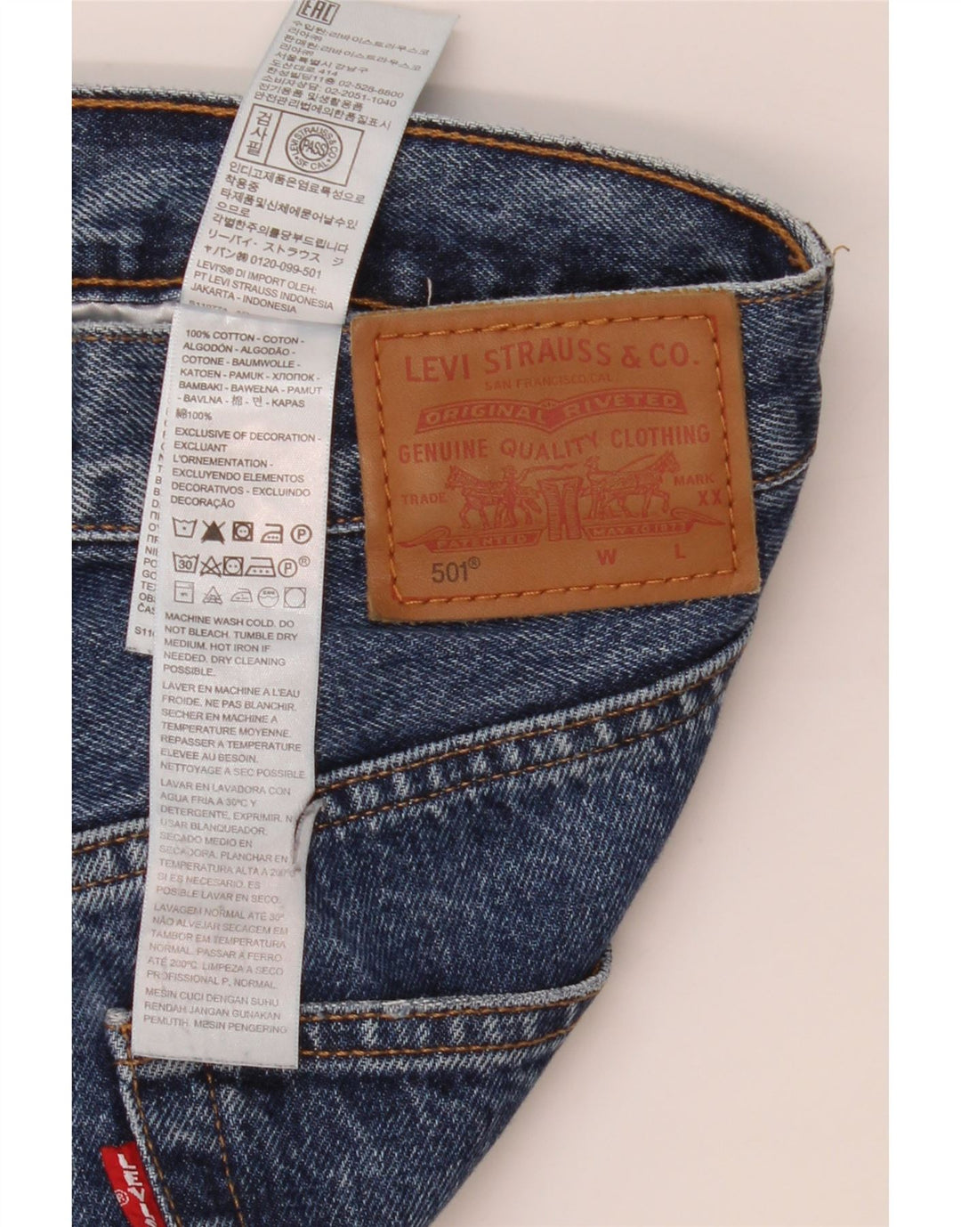 LEVI'S Dame 501 Crop Straight Jeans W30 L23 Blå Bomuld