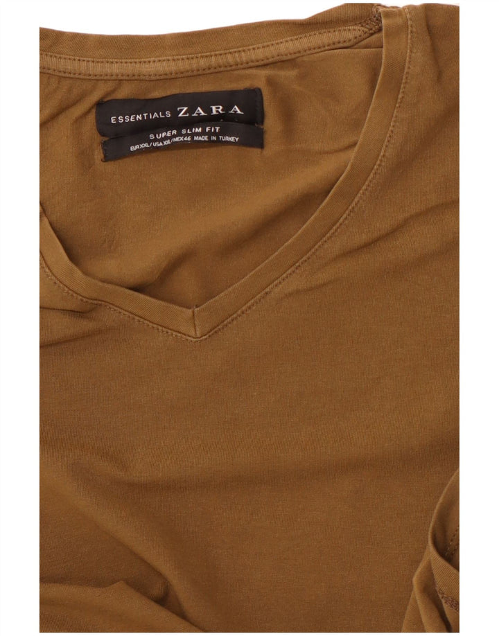 Zara Herre Super Slim Fit T-Shirt Top 2XL Khaki