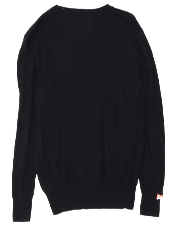 Superdry Herre Boat Neck Jumper Sweater Medium Black Cashmere
