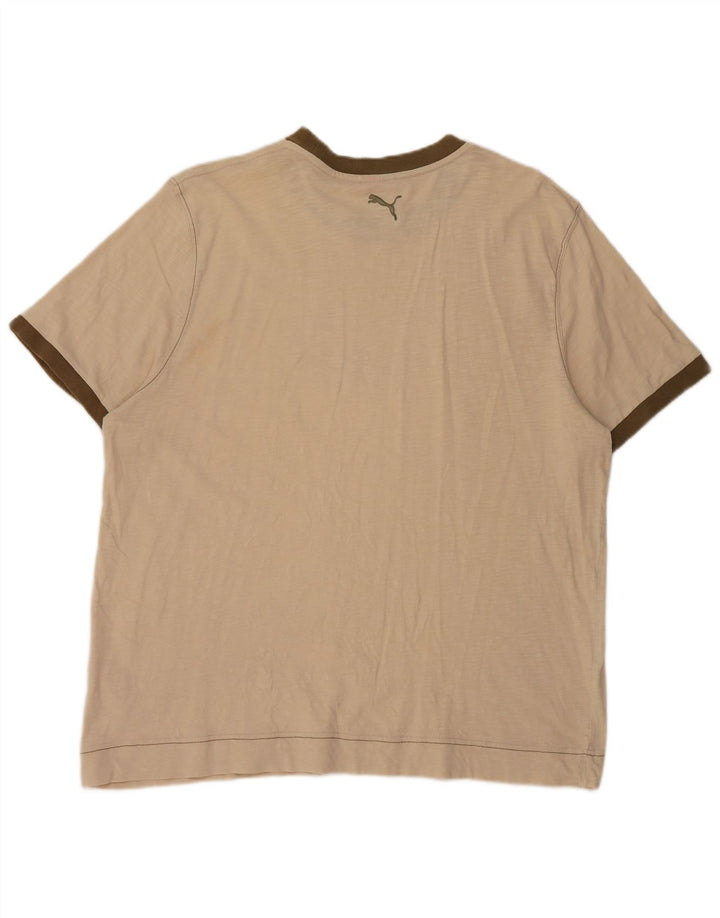 Puma Herre Grafisk T-Shirt Top 2XL Beige Bomuld