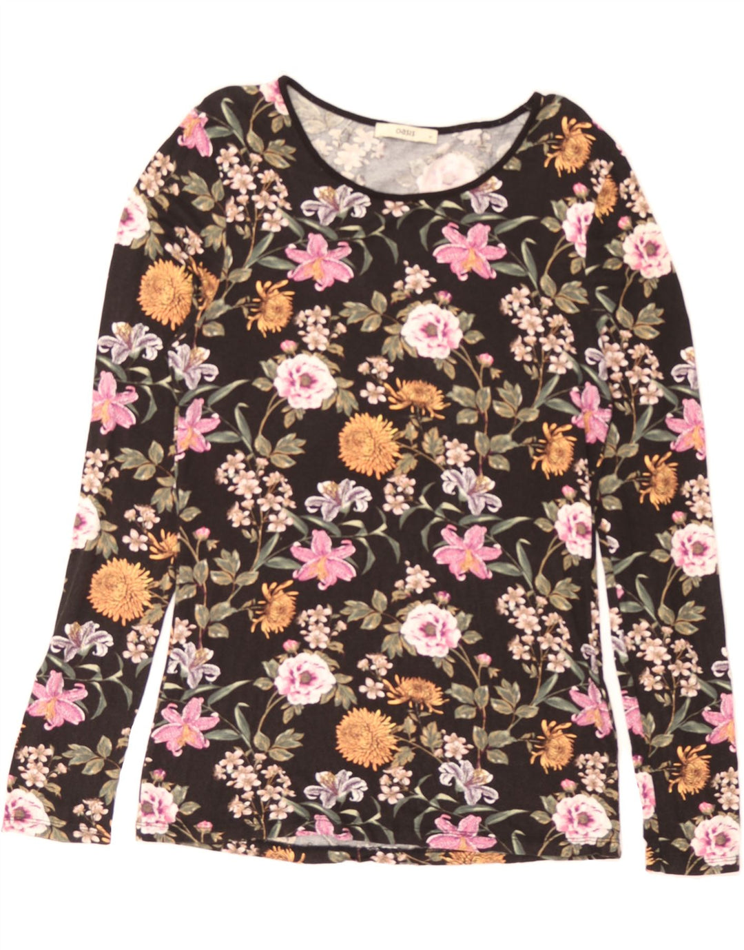OASIS Womens Top Long Sleeve UK 12 Medium Black Floral Viscose Vintage Oasis and Second-Hand Oasis from Messina Hembry 