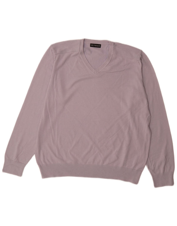 Marks & Spencer Herre Autograph V-hals sweater XL Blå Bomuld