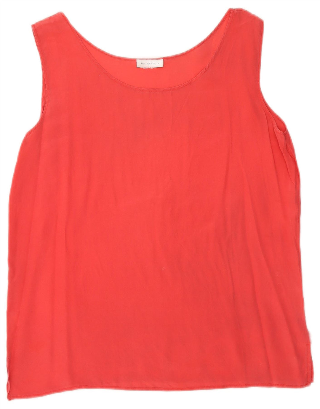 Vintage dame ærmeløs bluse Top UK 14 Medium rød silke