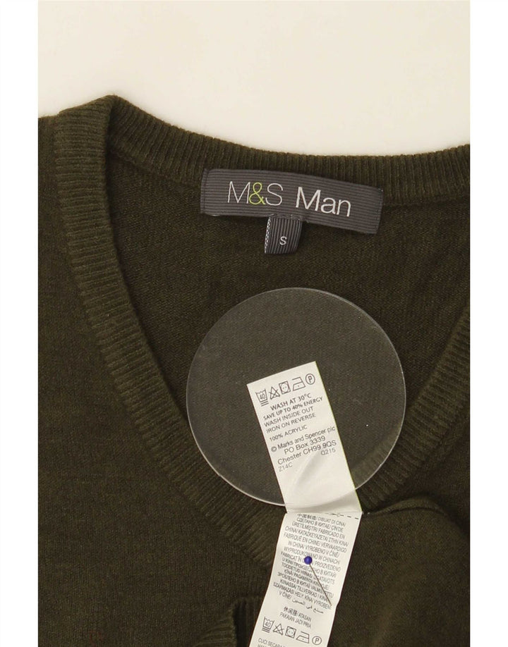 Marks & Spencer Herre V-hals sweater Small Khaki Akryl