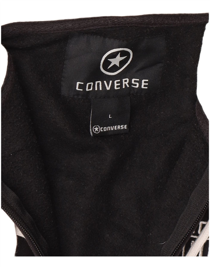 Converse Herre grafisk hættetrøje med lynlås Stor sort bomuld