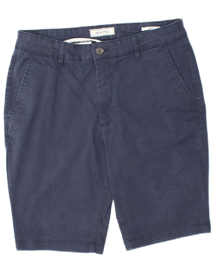 JACK WILLS Herre Slim Fit Chino Shorts W32 Medium Marineblå Bomuld