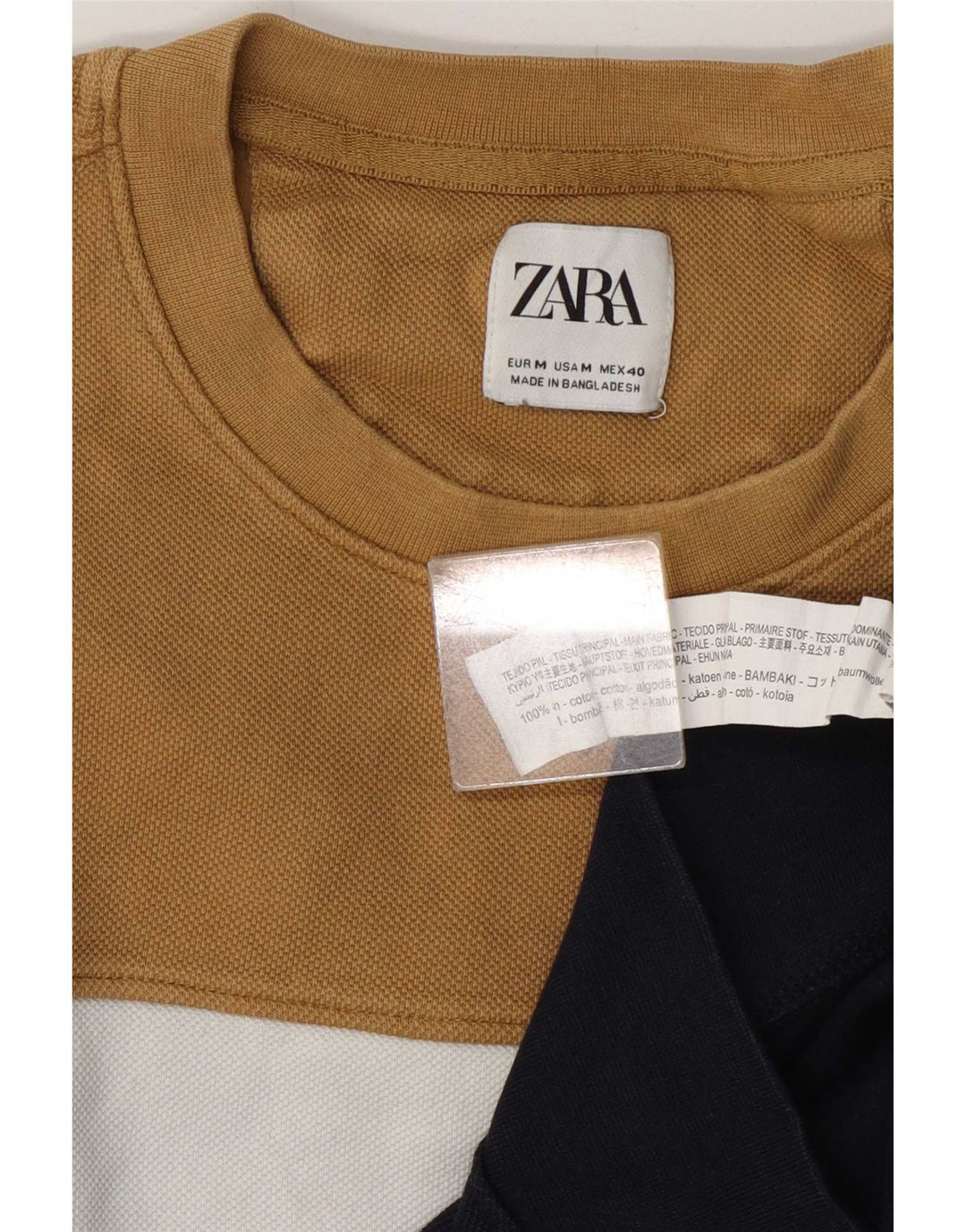 Zara Dame Sweatshirt Jumper UK 14 Medium Flerfarvet Colourblock Bomuld