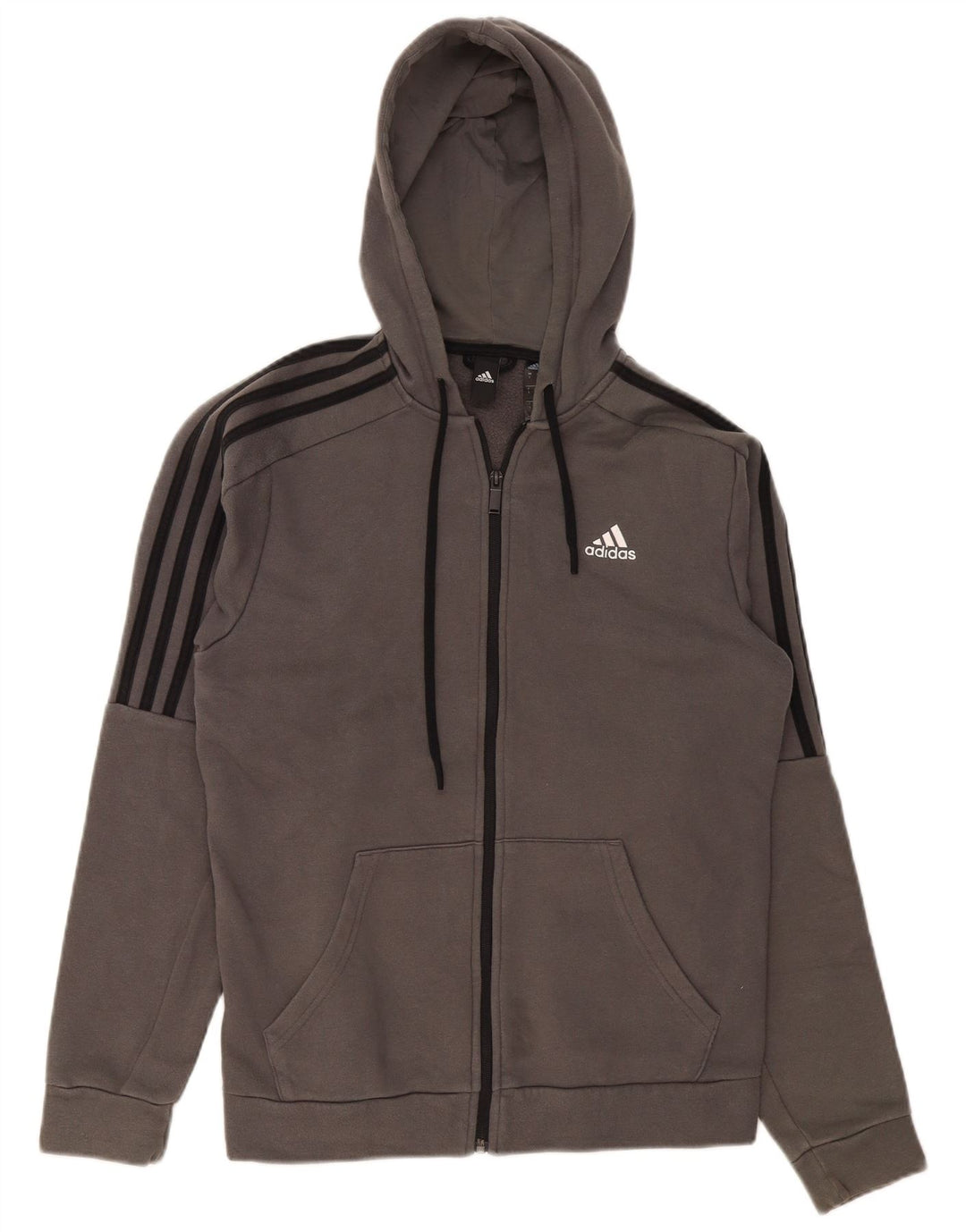 Adidas Hættetrøje med lynlås til mænd, lille grå bomuld