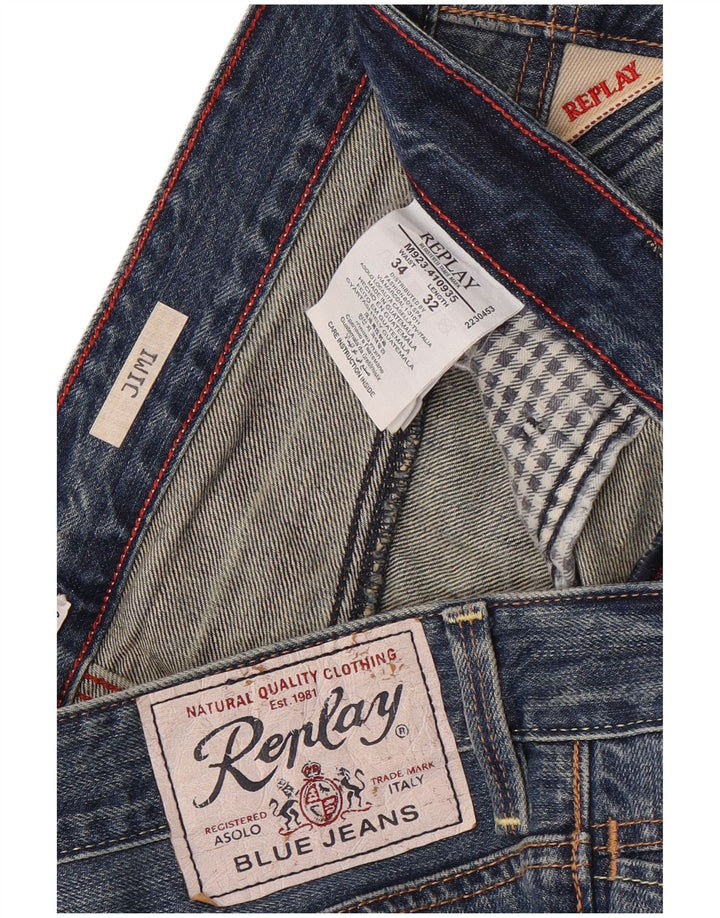 Replay Herre Jimi Bootcut Jeans W34 L32 Blå Bomuld