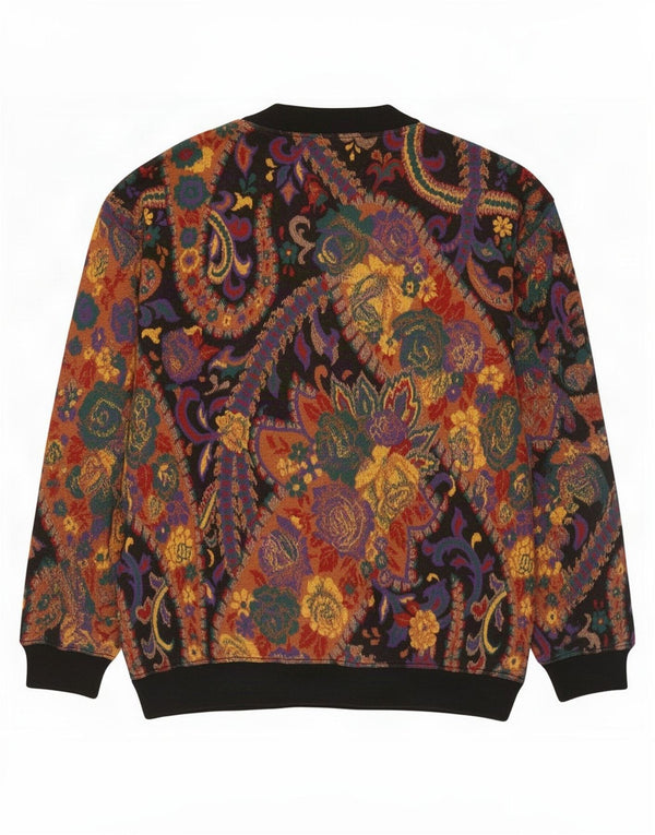 Vintage Dame Boat Neck Jumper Sweater EU 52 4XL Sort Paisley Wool