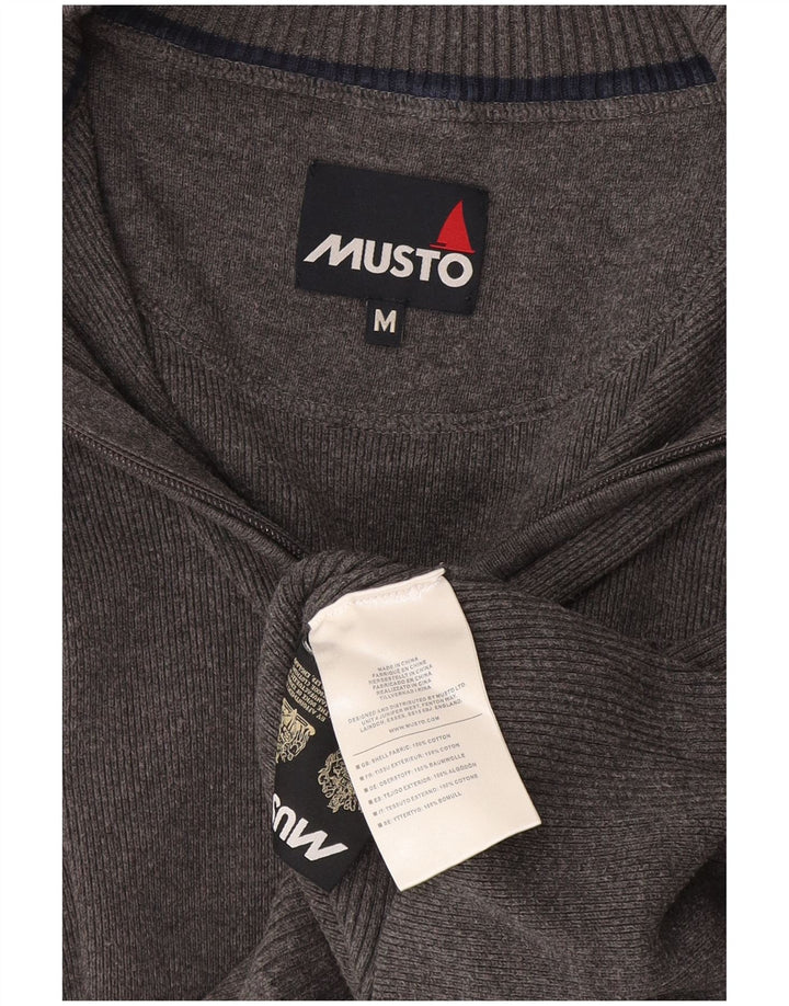 Musto Herre Zip Neck Jumper Sweater Medium Grey Bomuld