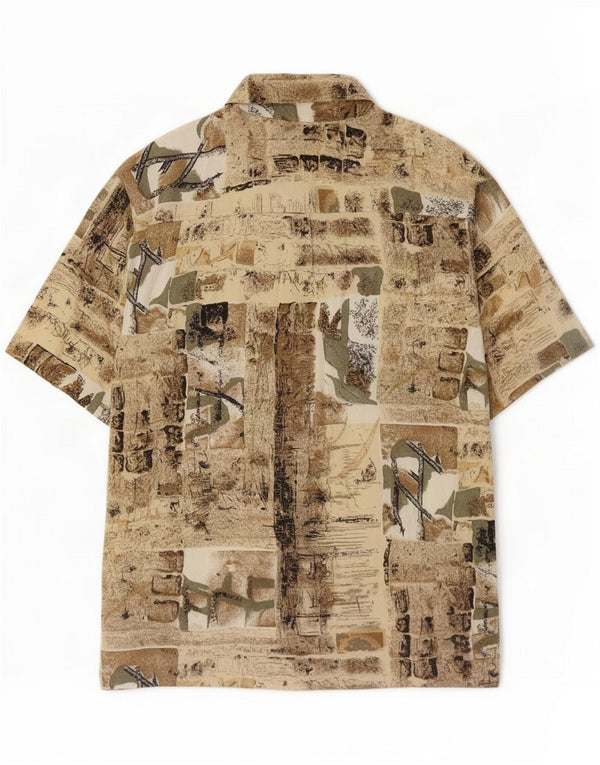 Vintage Kortærmet Herreskjorte 2XL Brun Bomuld