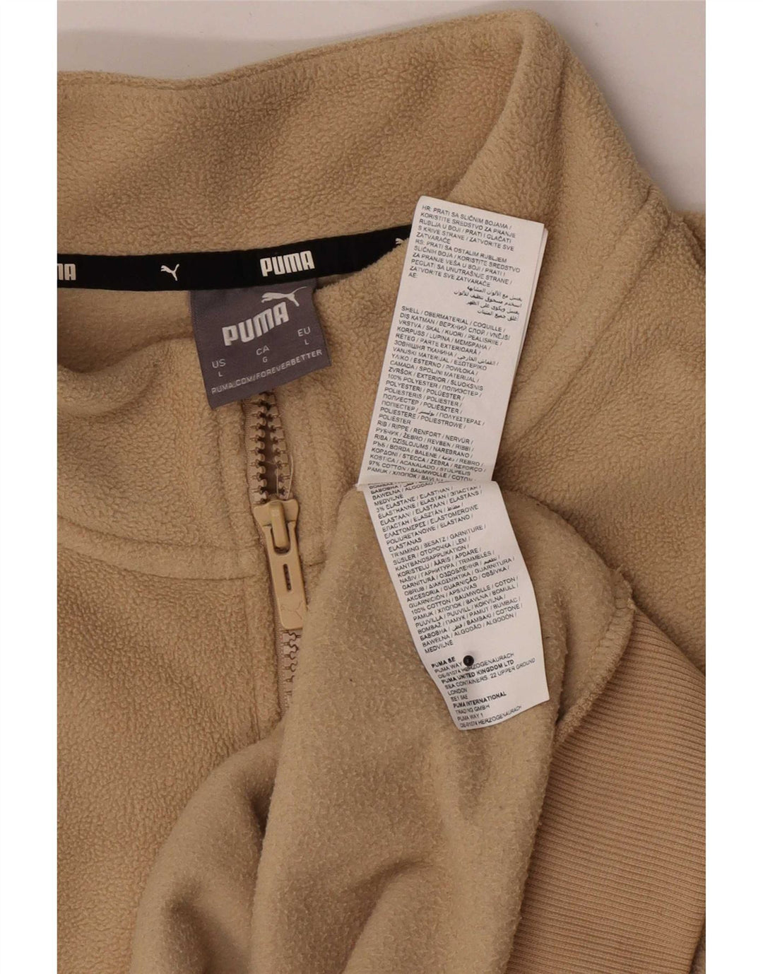 Puma herre lynlås hals fleece jumper stor beige polyester