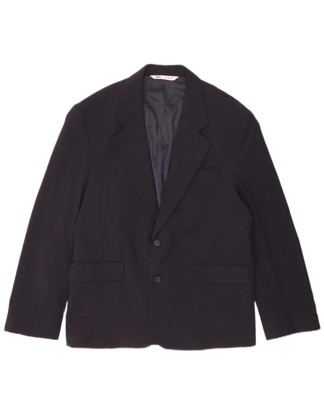 Zara Herre 2-knaps blazerjakke IT 48 Mellem marineblå polyester