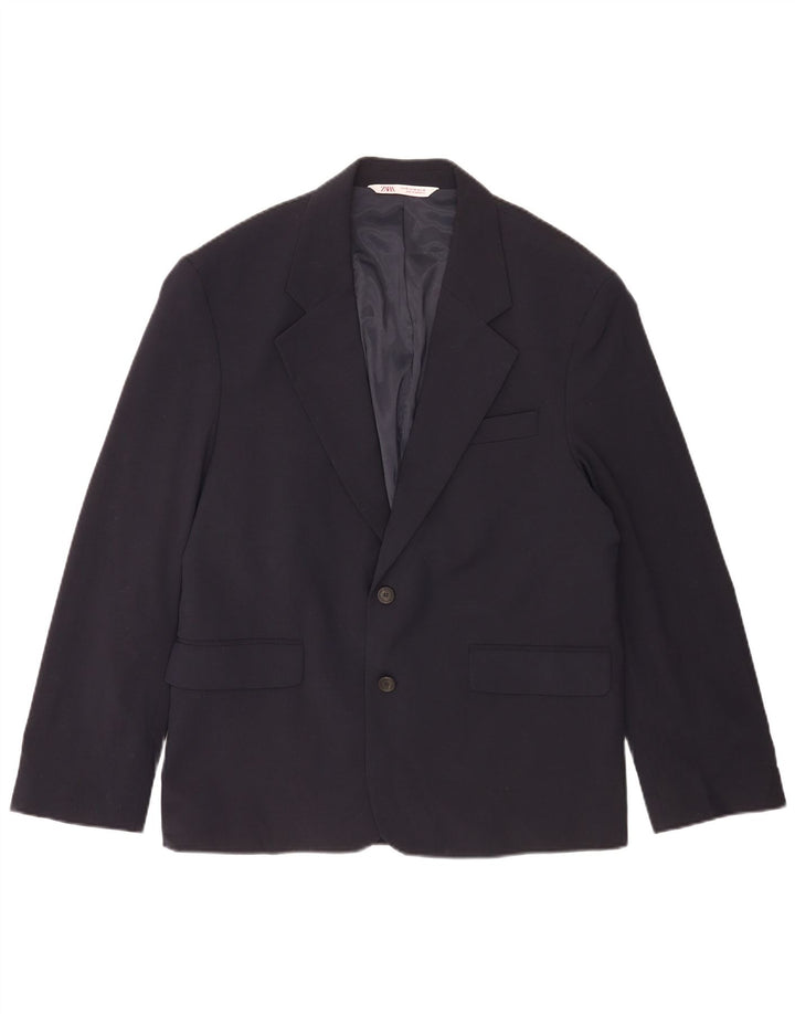 Zara Herre 2-knaps blazerjakke IT 48 Mellem marineblå polyester