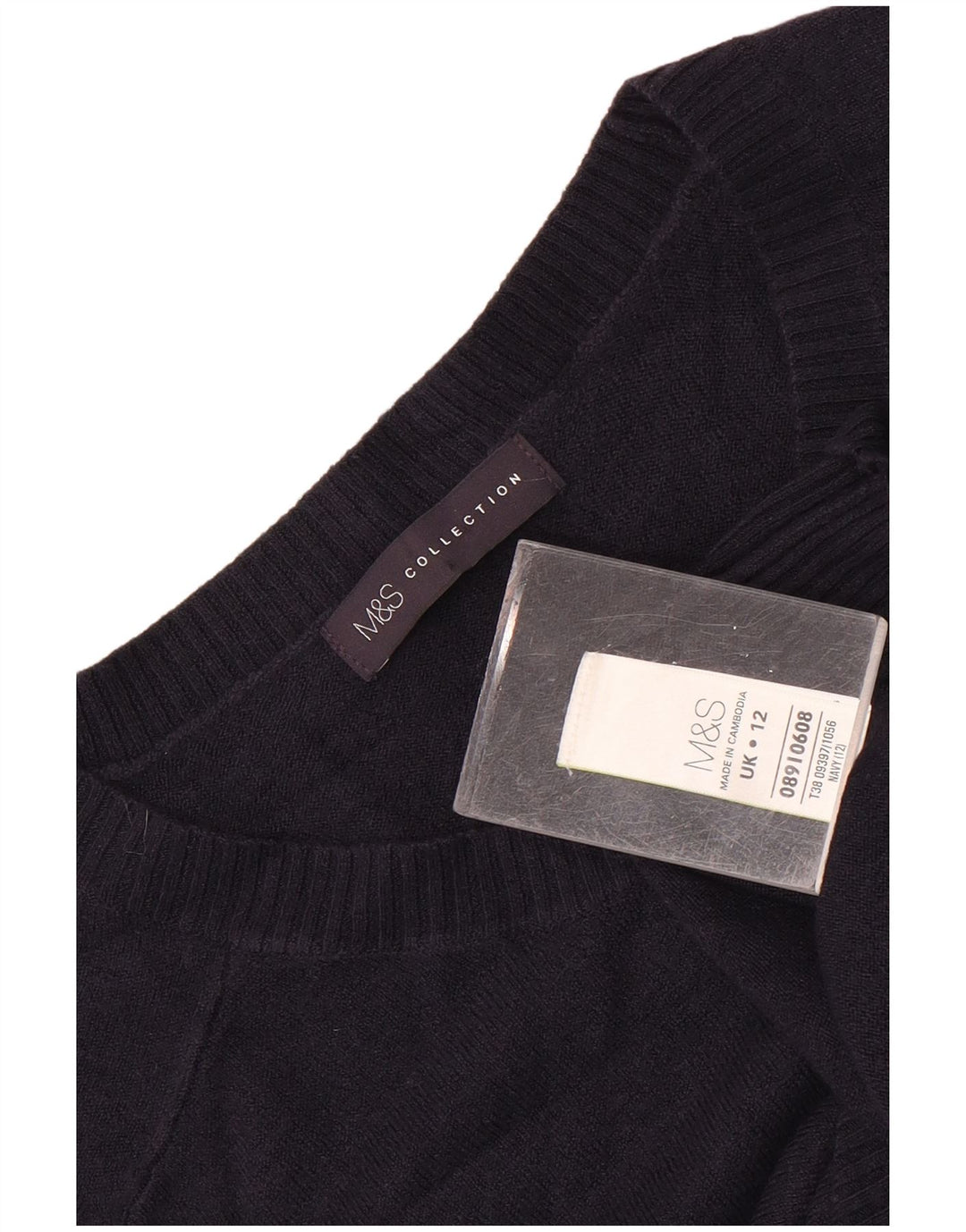 Marks & Spencer Dame Boat Neck Jumper Sweater UK 12 Medium Navy Blue