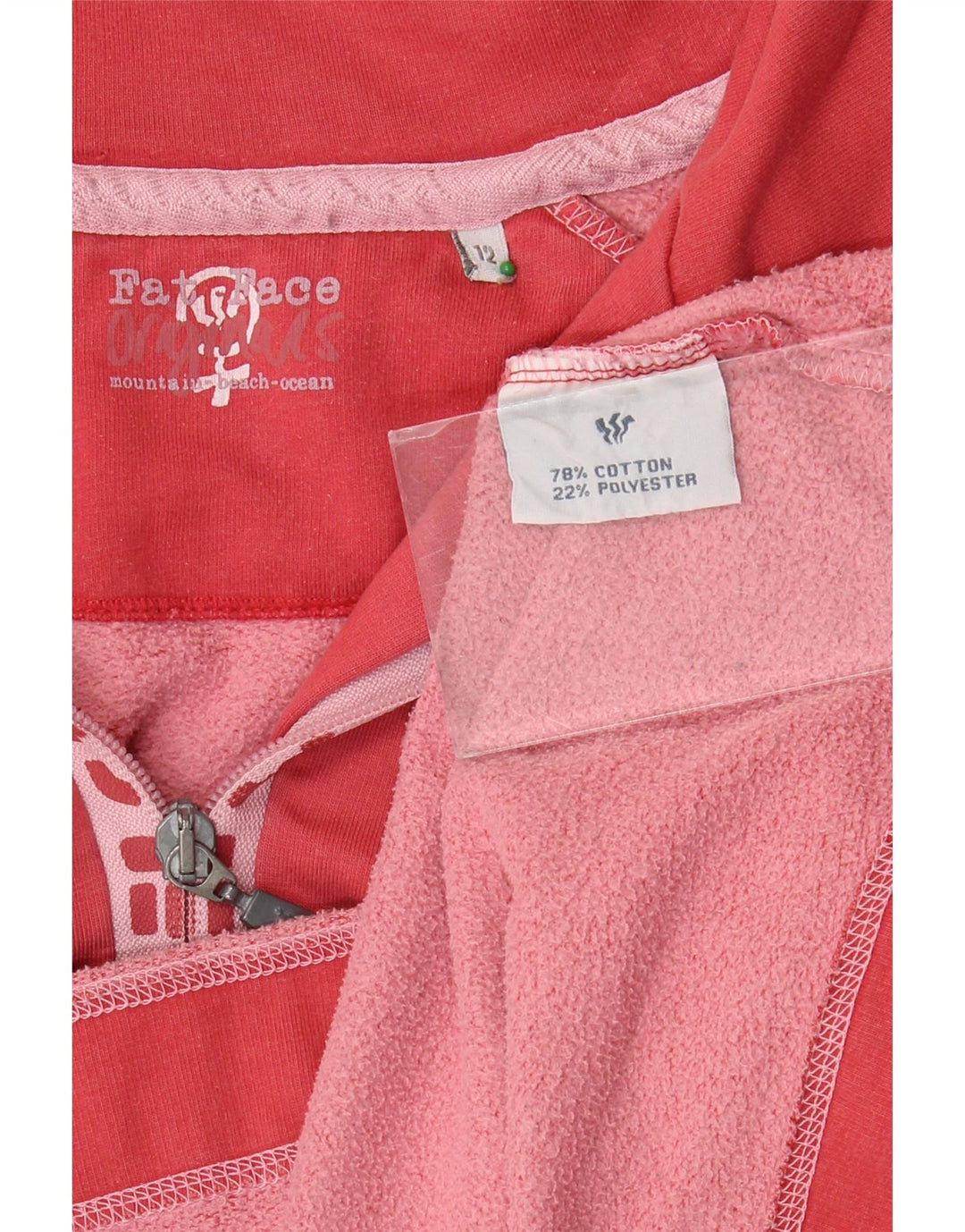 FAT FACE Dame grafisk lynlås-hals sweatshirt DK 12 Medium Pink