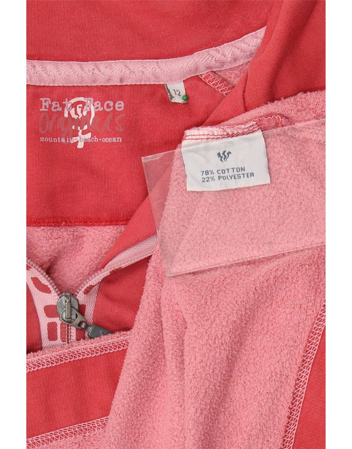 FAT FACE Dame grafisk lynlås-hals sweatshirt DK 12 Medium Pink