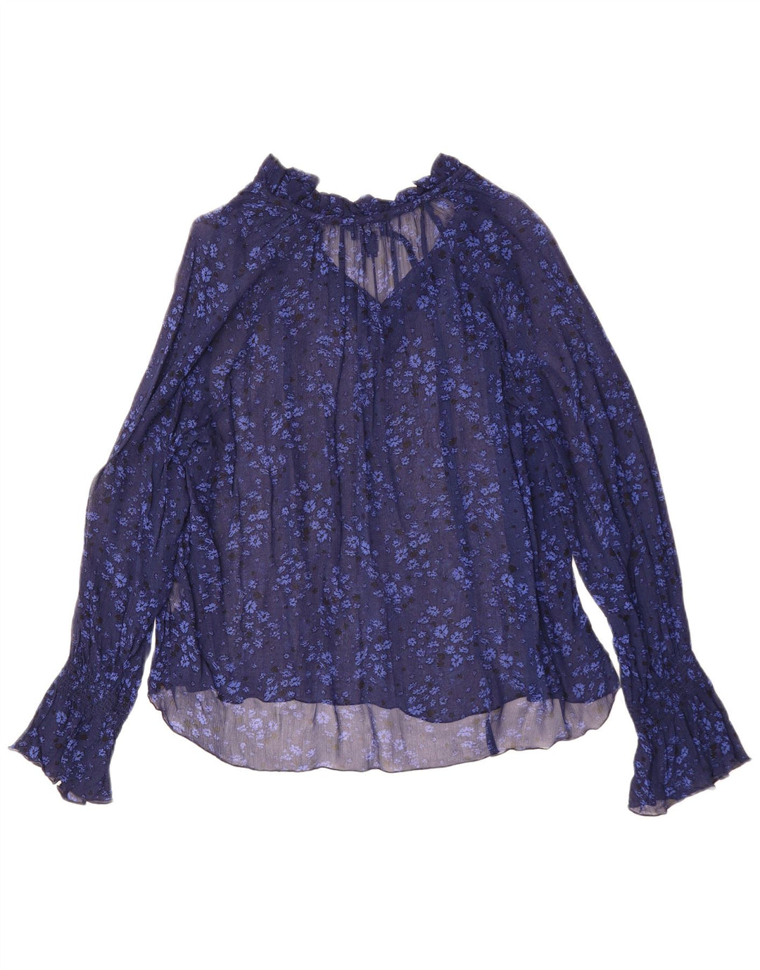 GANT Dame Oversized Langærmet Bluse Top UK 12 Medium Navy Blue Floral