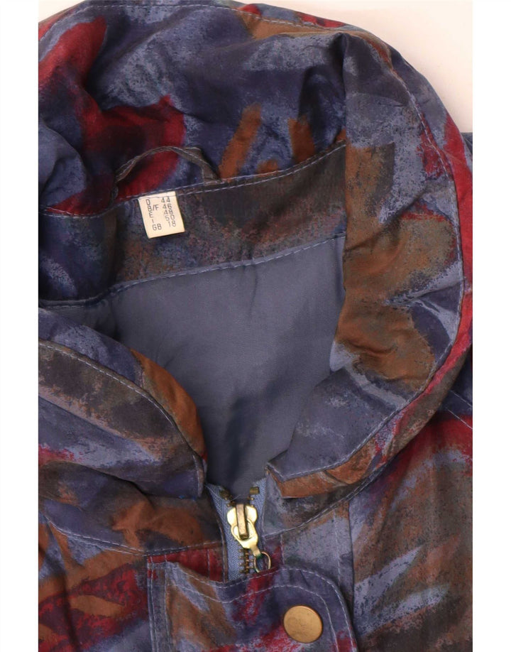 Vintage kvinders abstrakt mønster polstret frakke UK 18 XL flerfarvet