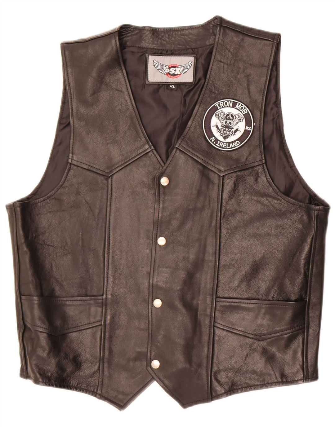 Vintage herre læder vest XL sort læder
