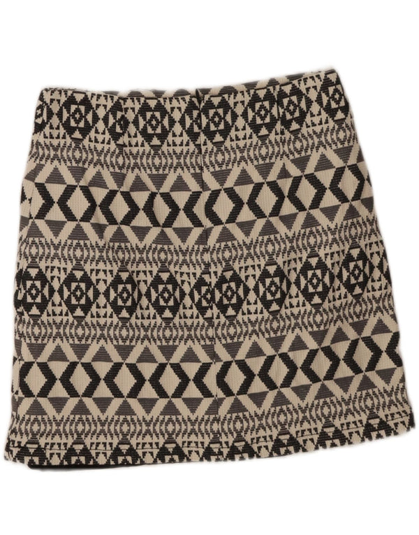 Marks & Spencer Dame Mini-nederdel UK 10 Small W28 Grå Geometrisk Bomuld
