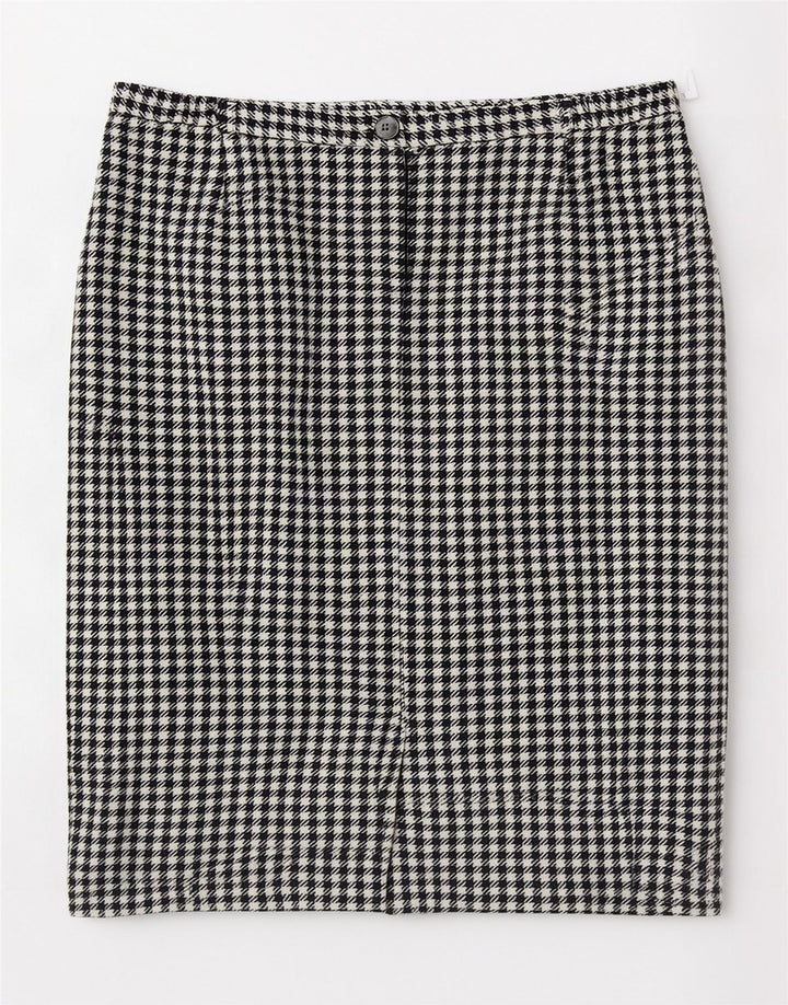 Eastex Dame Midi Nederdel UK 14 Medium W30 Sort Houndstooth Uld