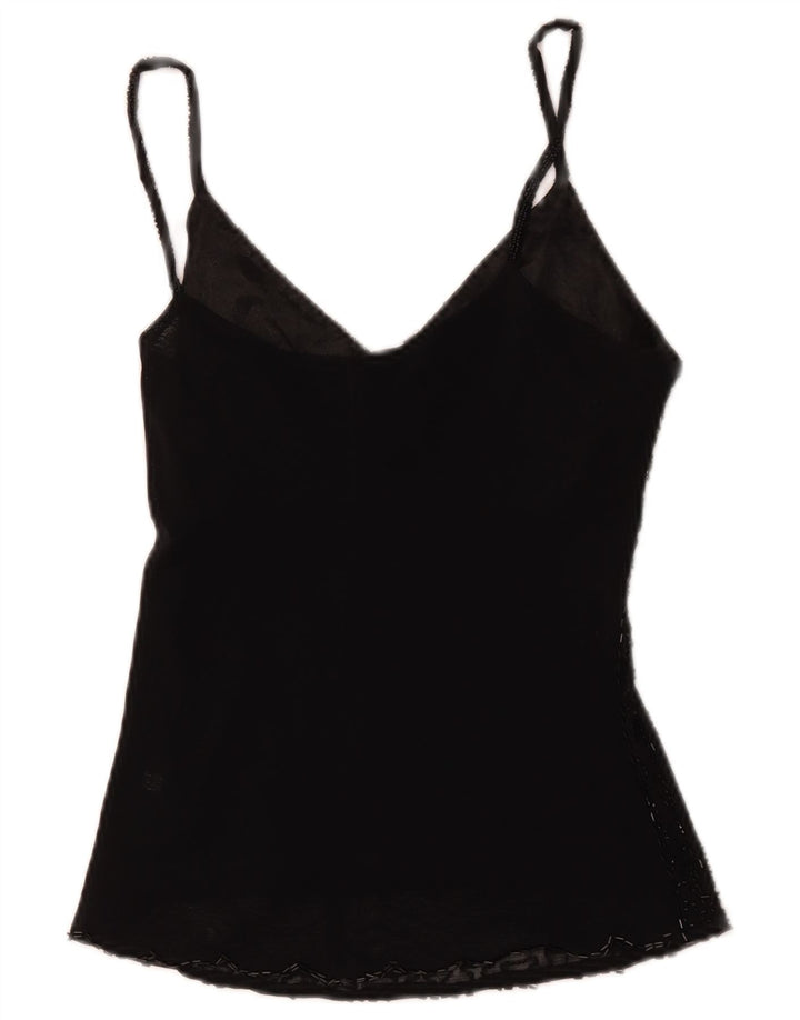 Vintage Dame Cami Top UK 8 Small Black Viscose