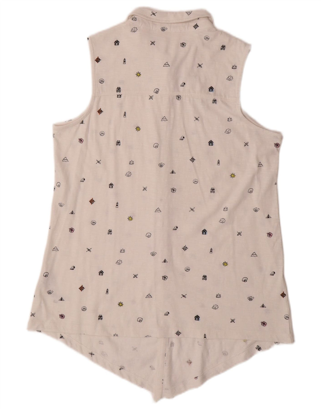 FAT FACE Womens Sleeveless Shirt Blouse UK 12 Medium White Spotted Cotton