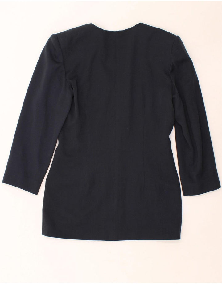 NINA Womens 3/4 Sleeve Blazer Jacket IT 42 Medium Navy Blue Wool Vintage Nina and Second-Hand Nina from Messina Hembry 