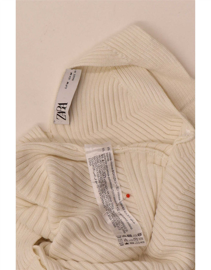 Zara Womens Crop Vest Top UK 12 Medium White Viscose