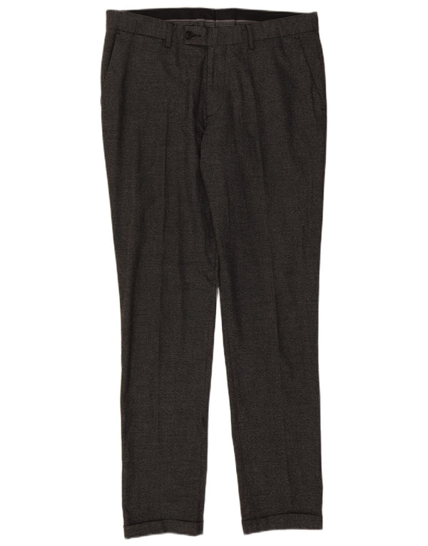 Zara Mens Slim Suit Trousers EU 42 Large W32 L32 Grey Polyester